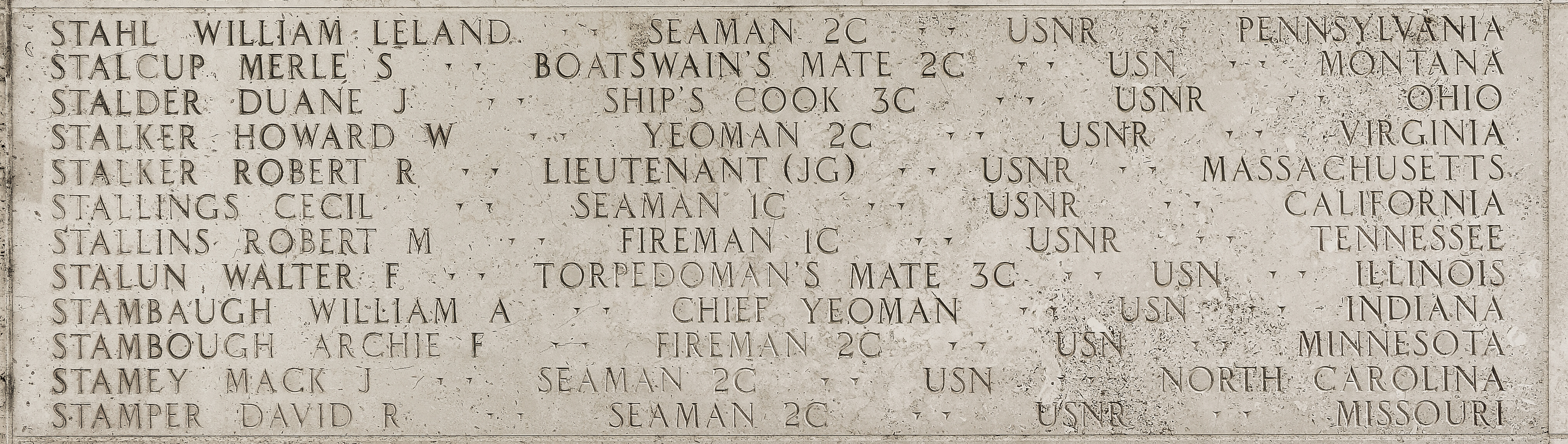 Merle S. Stalcup, Boatswain's Mate Second Class